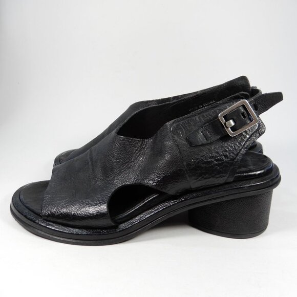 A.S.98 Lucca Heeled Sandals Size 37 7 Black Leather EUC $319 - Picture 5 of 12